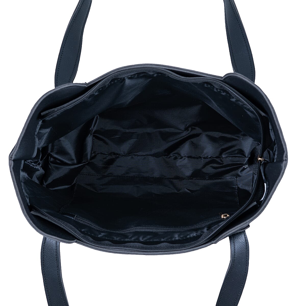 Passage Black Structured Faux Leather Tote Bag image number 7