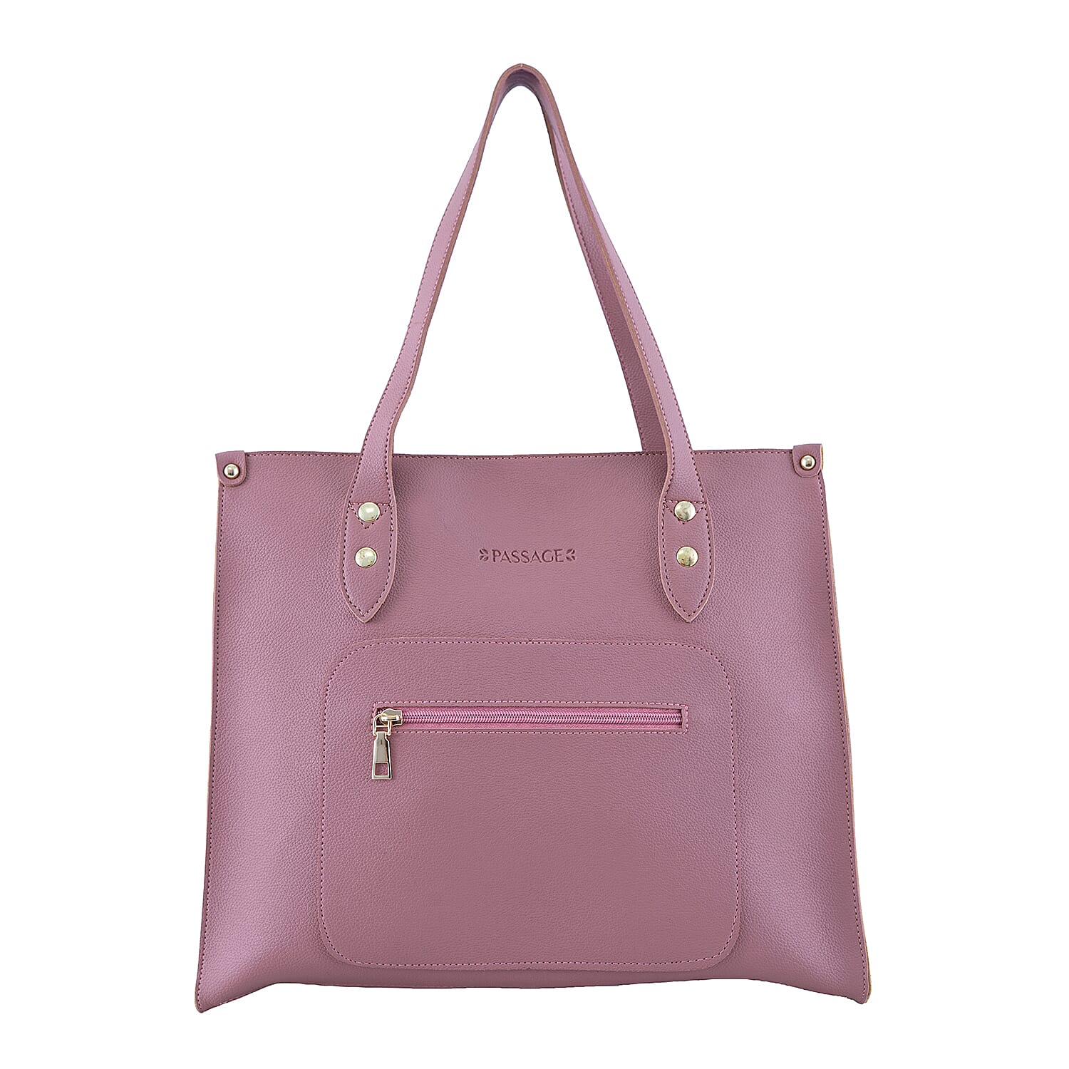 Passage Brown Rose Classic Faux Leather Tote Bag