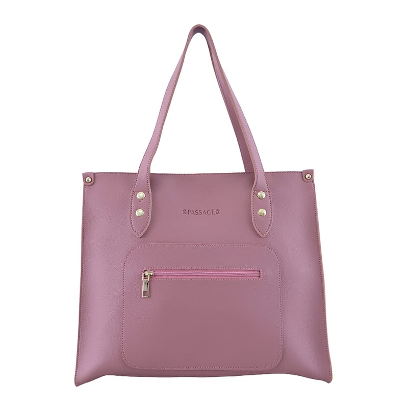 Passage Brown Rose Classic Faux Leather Tote Bag