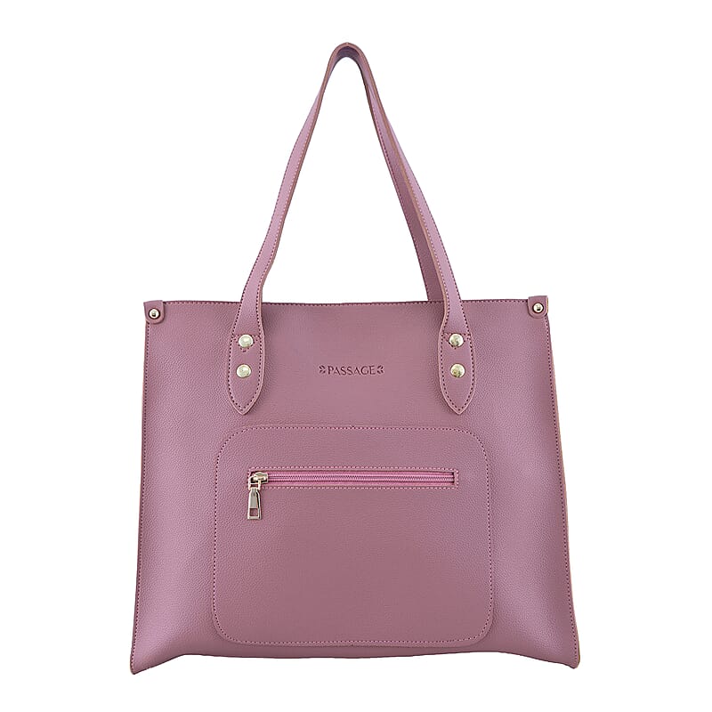 Passage Brown Rose Classic Faux Leather Tote Bag