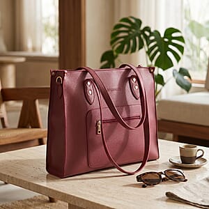 Passage Red Classic Faux Leather Tote Bag