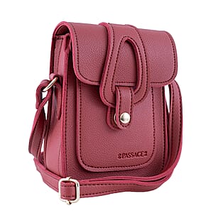 Passage Red Faux Leather Mini Crossbody Flap Bag