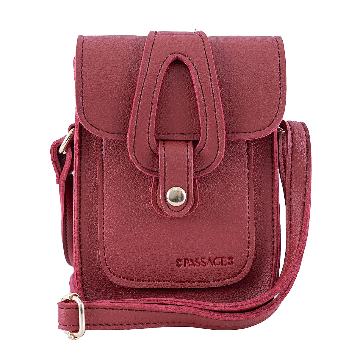 Passage Red Faux Leather Mini Crossbody Flap Bag image number 3