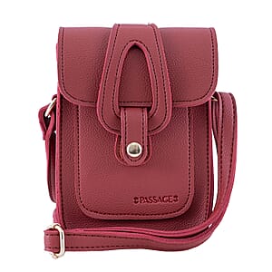 Passage Red Faux Leather Mini Crossbody Flap Bag