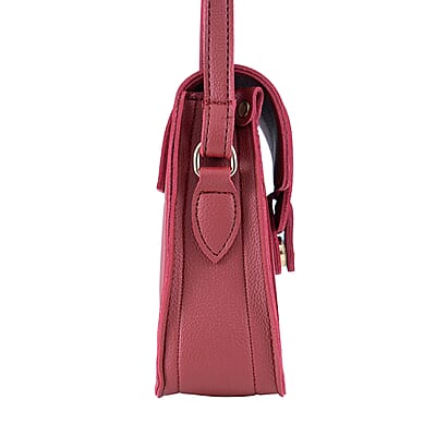 Passage Red Faux Leather Mini Crossbody Flap Bag