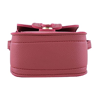 Passage Red Faux Leather Mini Crossbody Flap Bag