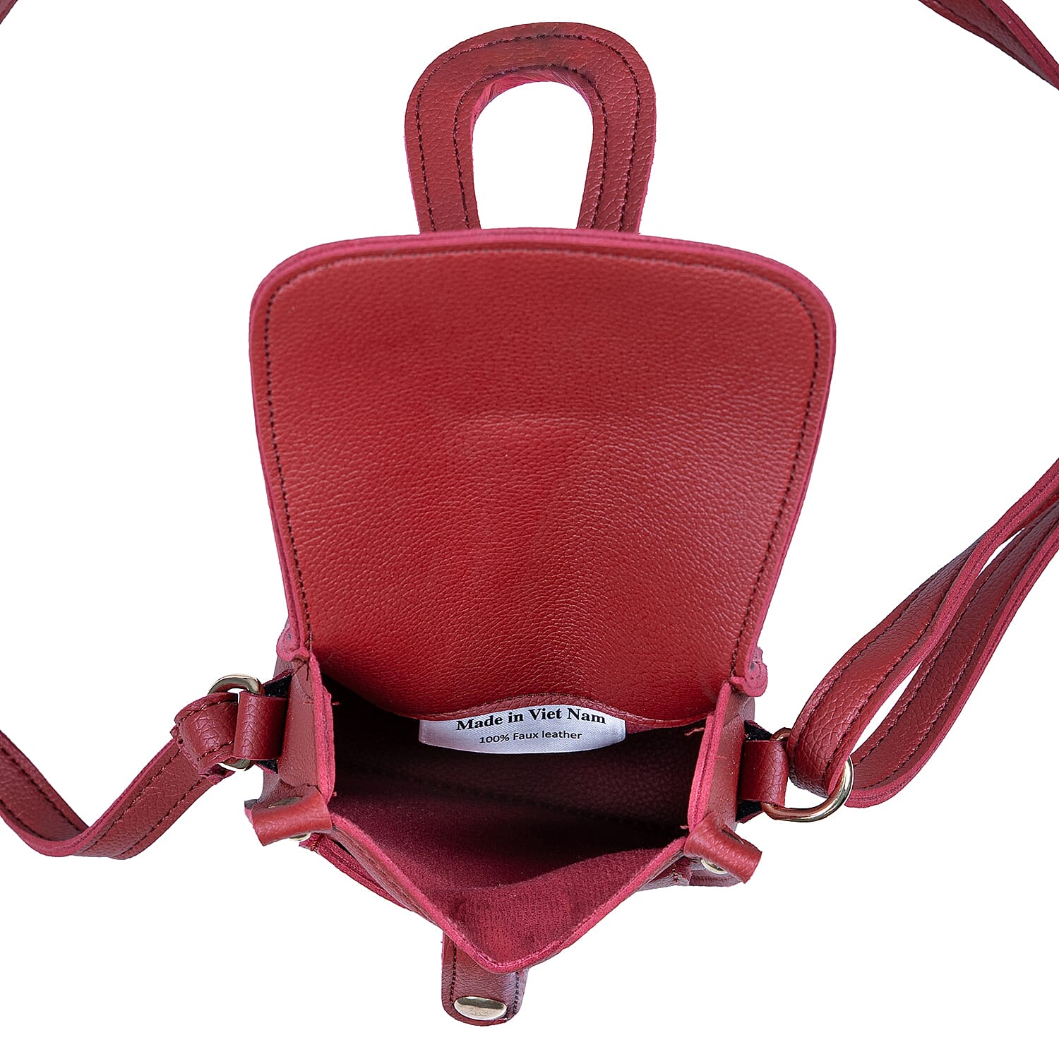 Passage Red Faux Leather Mini Crossbody Flap Bag
