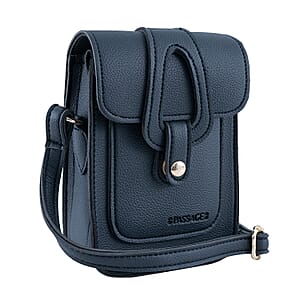 Passage Black Faux Leather Mini Crossbody Flap Bag