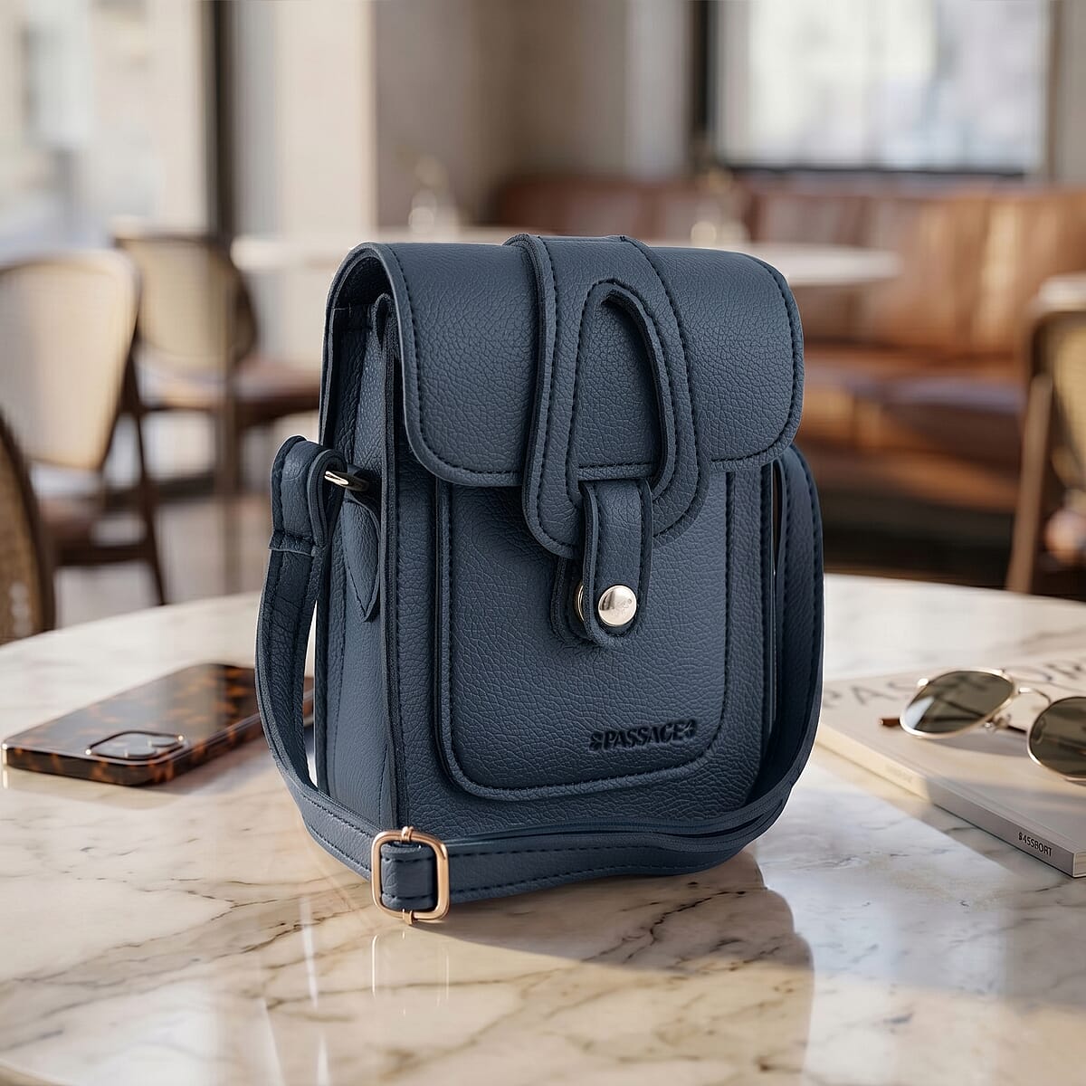 Passage Black Faux Leather Mini Crossbody Flap Bag image number 1