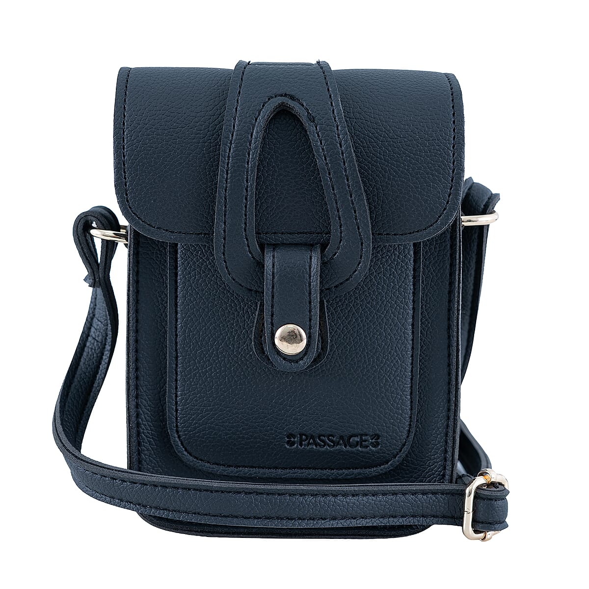 Passage Black Faux Leather Mini Crossbody Flap Bag image number 3