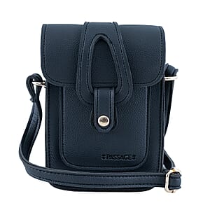 Passage Black Faux Leather Mini Crossbody Flap Bag