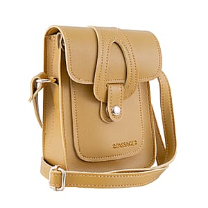 Passage Tan Faux Leather Mini Crossbody Flap Bag