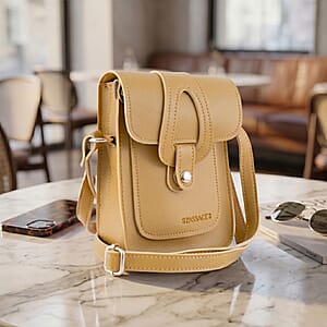 Passage Tan Faux Leather Mini Crossbody Flap Bag