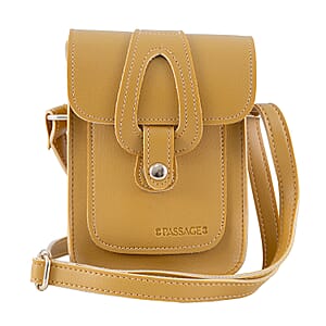 Passage Tan Faux Leather Mini Crossbody Flap Bag