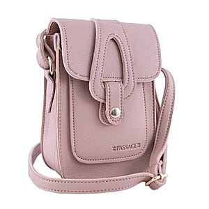 Passage Pink Faux Leather Mini Crossbody Flap Bag