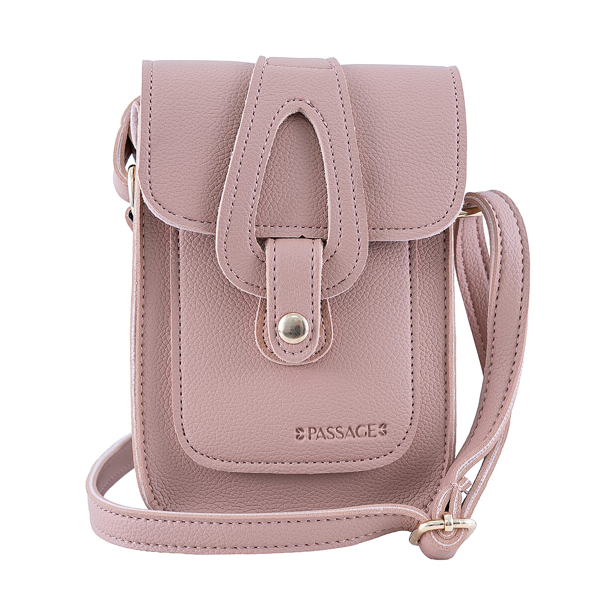 Passage Pink Faux Leather Mini Crossbody Flap Bag image number 3