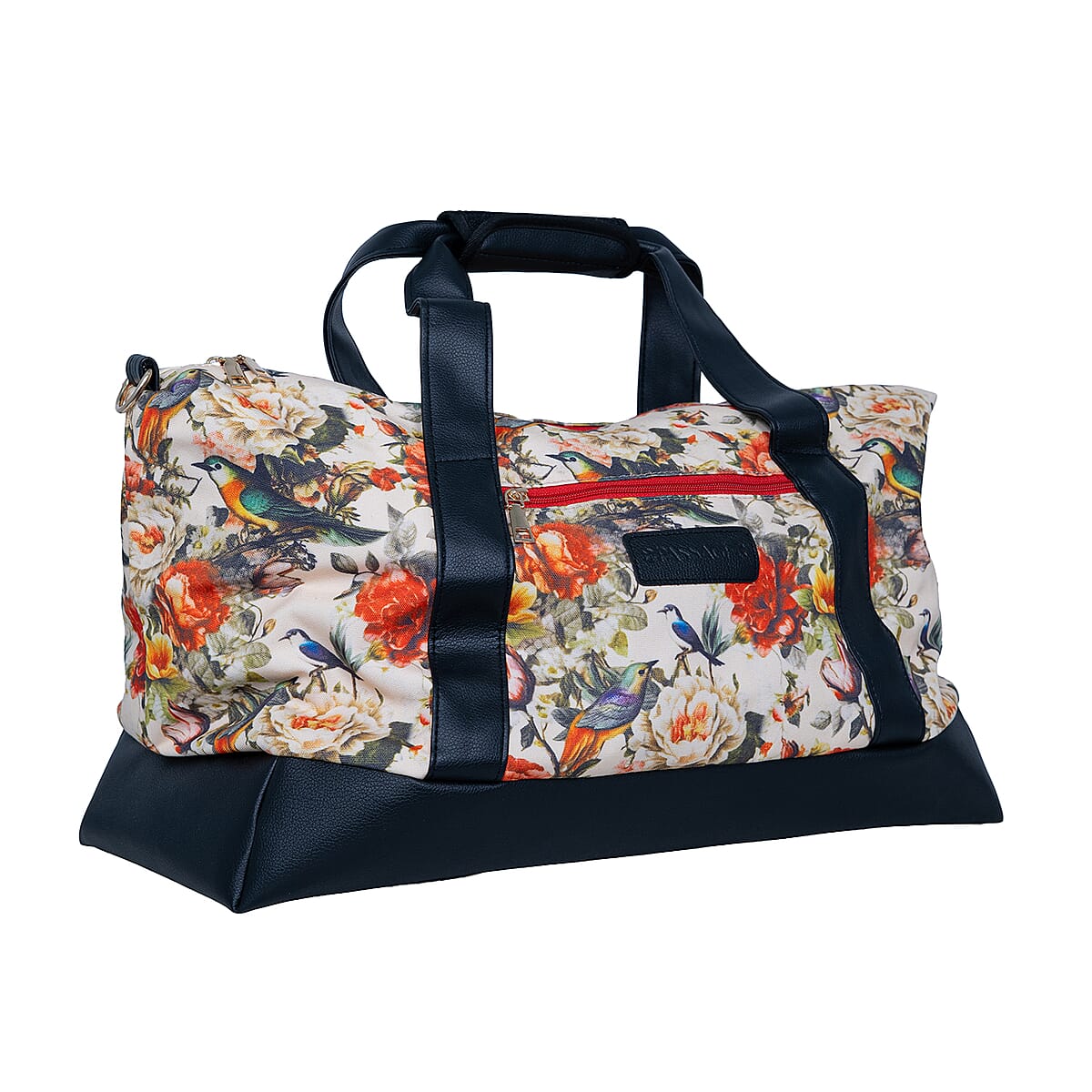 Passage Multi Color Floral Print 60% Polyester, 10% Cotton, 30% Faux Leather Travel Duffel Bag image number 3