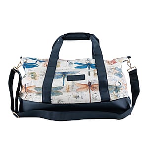 Passage Multi Color Dragonfly Print 60% Polyester, 10% Cotton, 30% Faux Leather Travel Duffel Bag