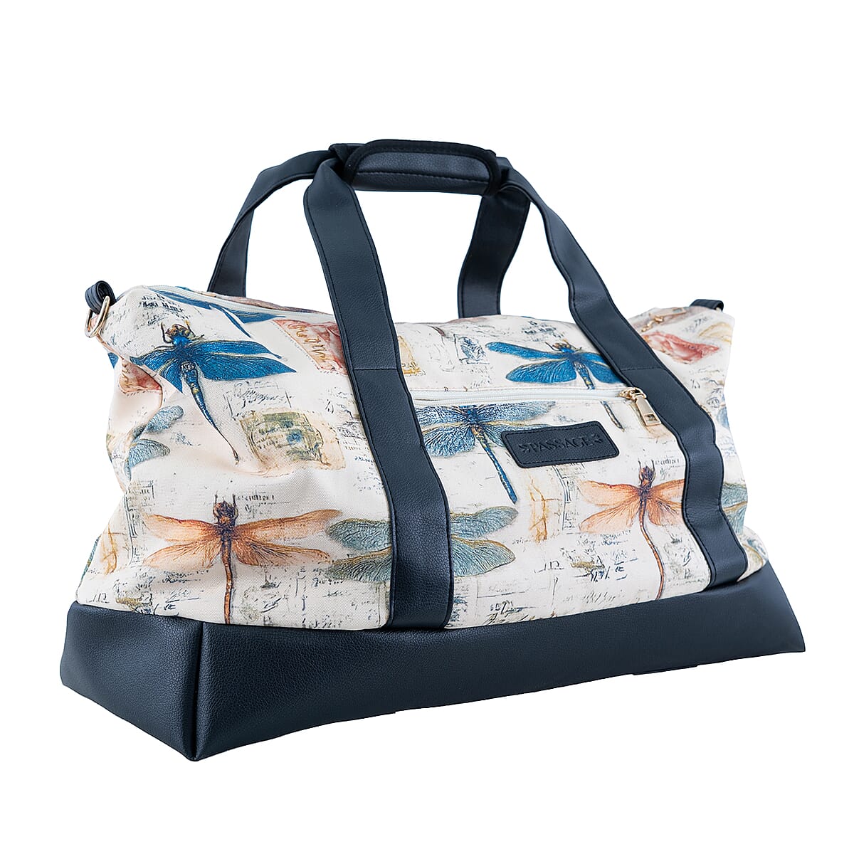 Passage Multi Color Dragonfly Print 60% Polyester, 10% Cotton, 30% Faux Leather Travel Duffel Bag image number 3