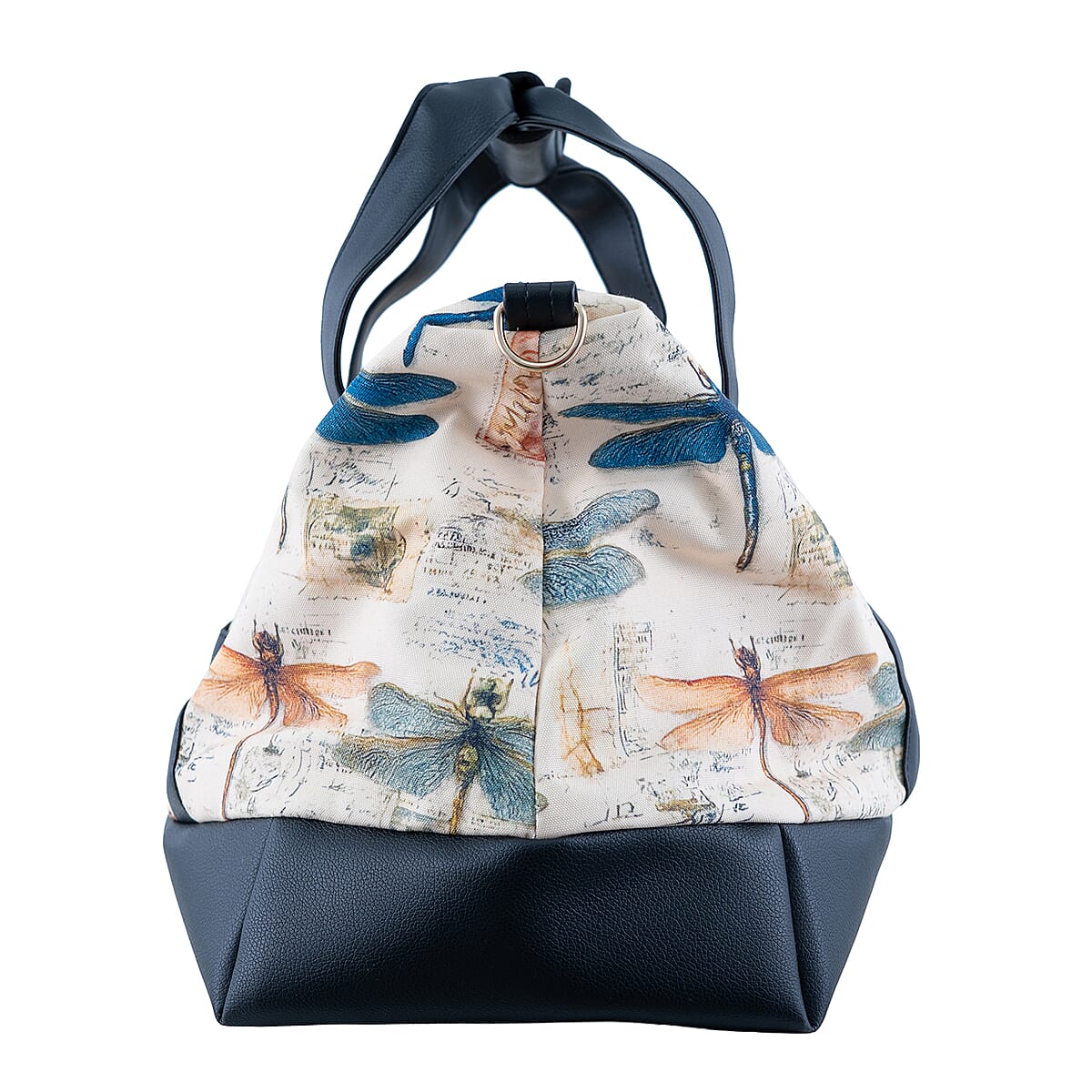 Passage Multi Color Dragonfly Print 60% Polyester, 10% Cotton, 30% Faux Leather Travel Duffel Bag image number 4