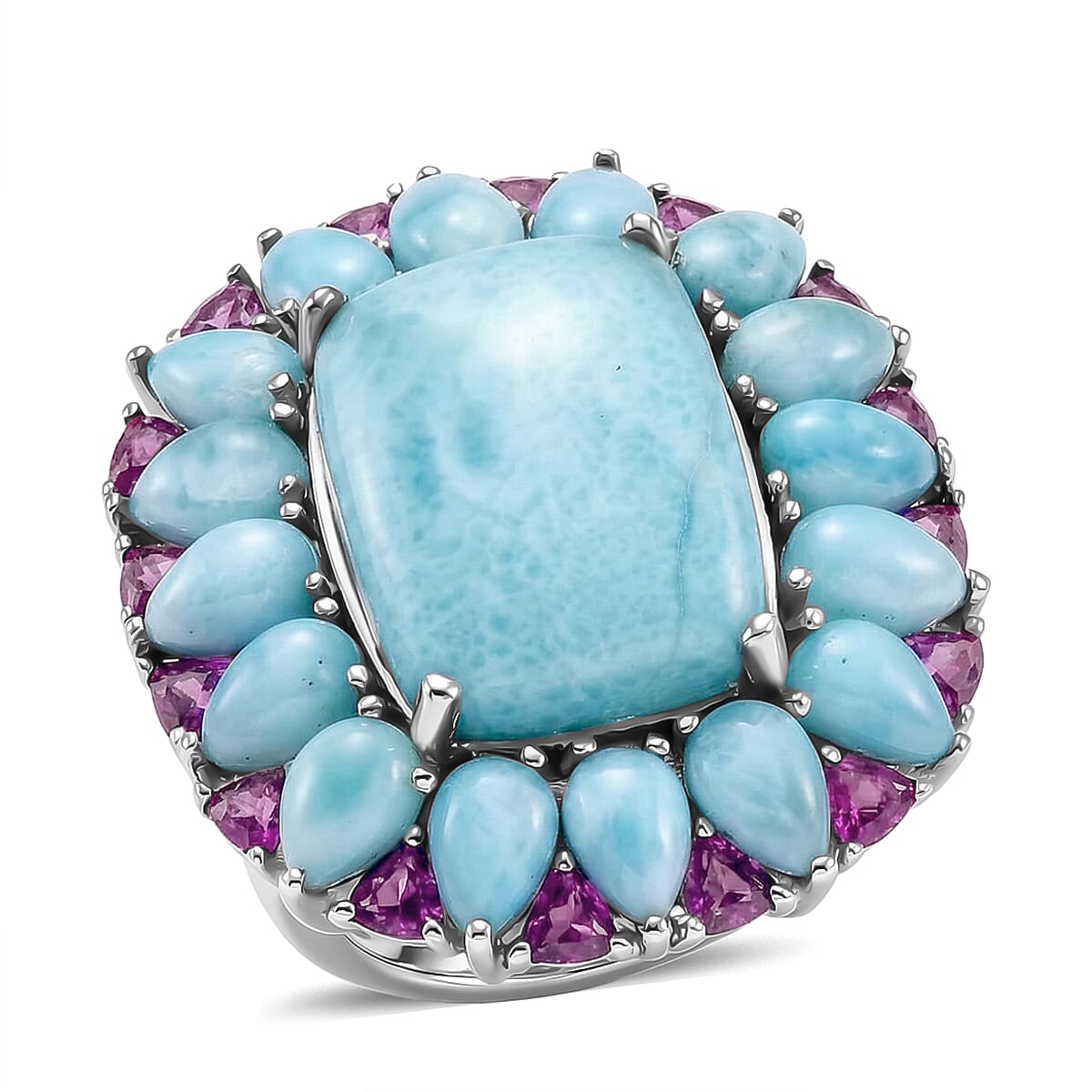 D'Joy Larimar, Orissa Rhodolite Garnet Ring in Rhodium Over Sterling Silver (Size 10.0) 24.75 ctw