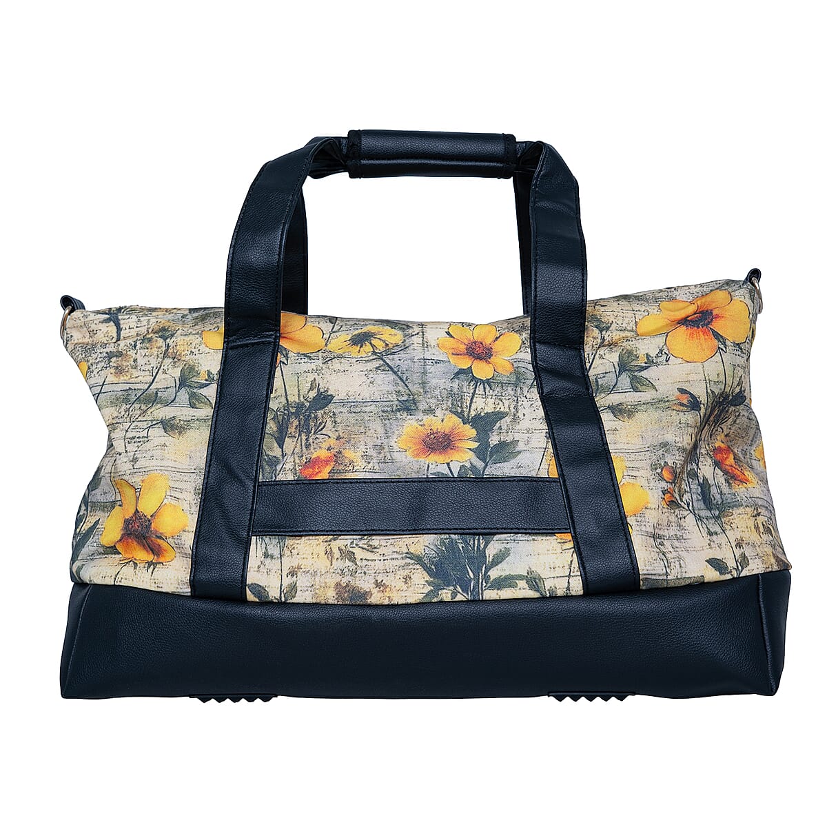 Passage Multi Color Botanical Print 60% Polyester, 10% Cotton, 30% Faux Leather Travel Duffel Bag image number 5