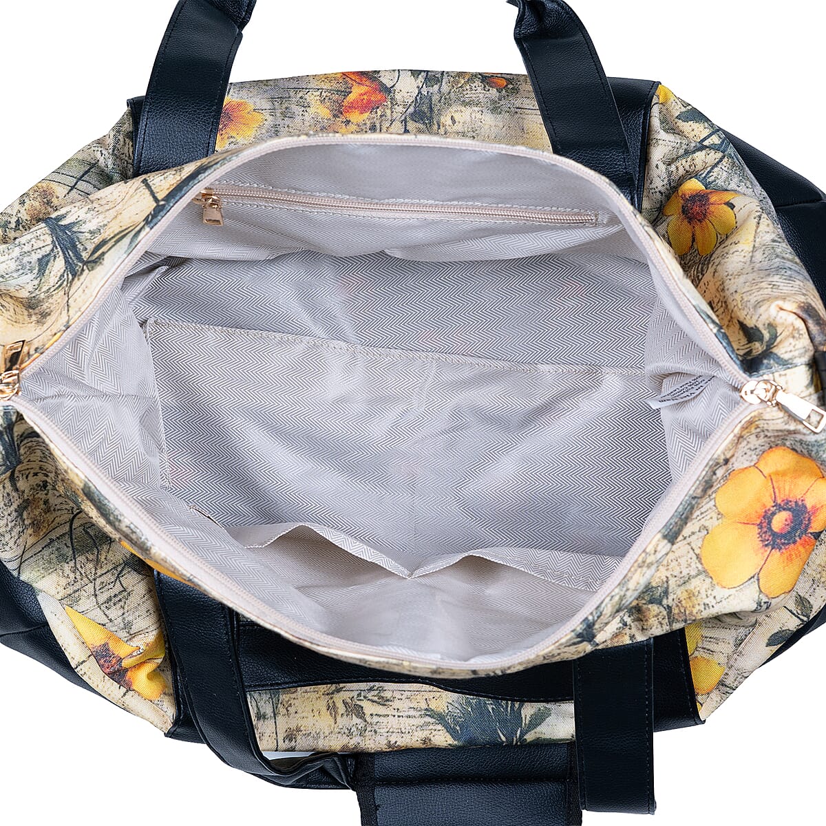 Passage Multi Color Botanical Print 60% Polyester, 10% Cotton, 30% Faux Leather Travel Duffel Bag image number 7