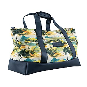 Passage Multi Color Tropical Landscape Print 60% Polyester, 10% Cotton, 30% Faux Leather Travel Duffel Bag