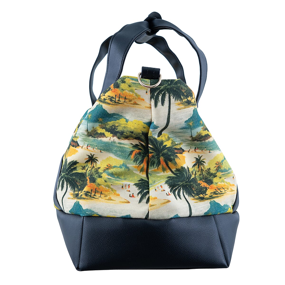 Passage Multi Color Tropical Landscape Print 60% Polyester, 10% Cotton, 30% Faux Leather Travel Duffel Bag image number 4