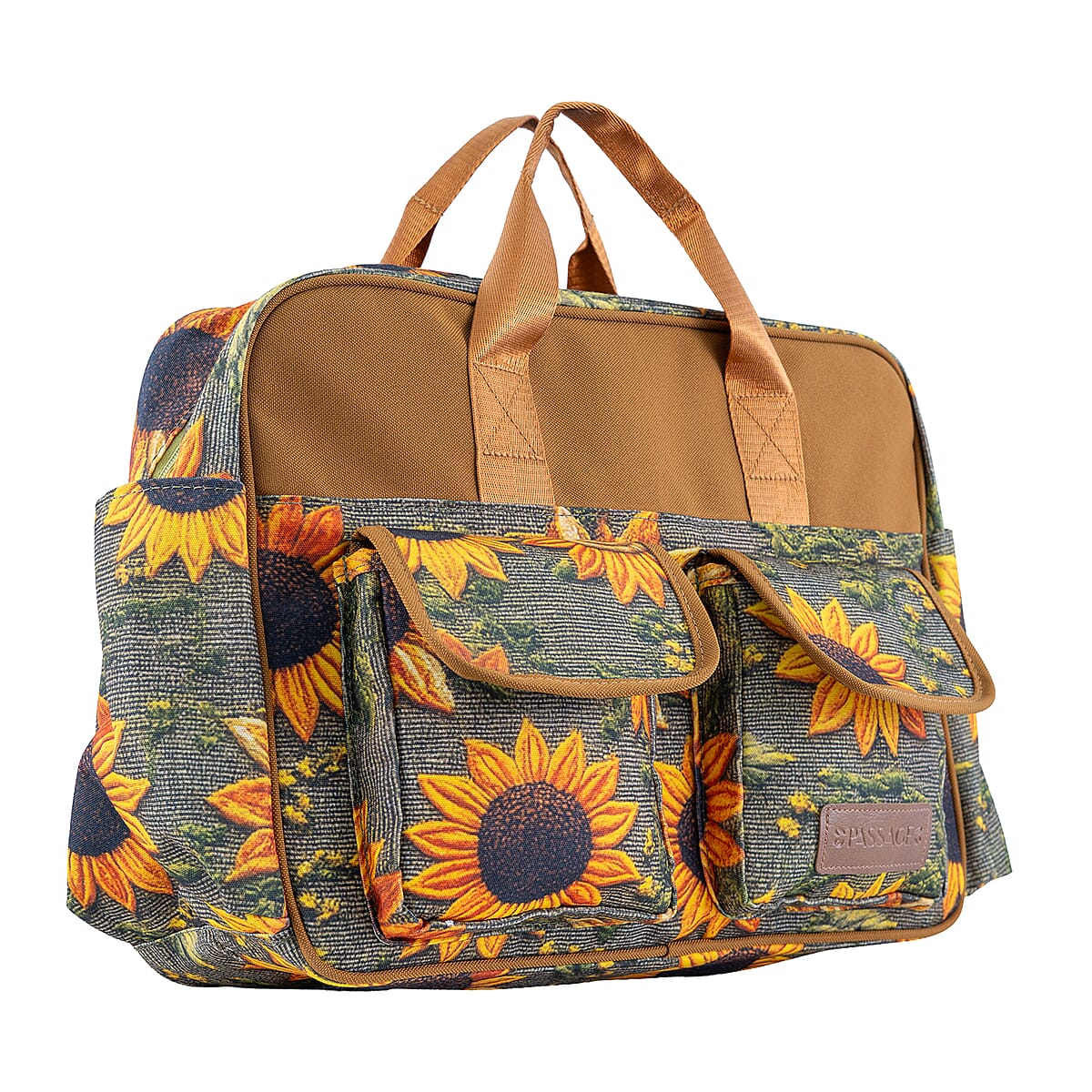 Passage Sunflower Print 65% Polyester and 35% Cotton Multi Pocket Travel Bag image number 3