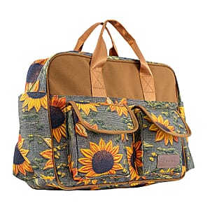Passage Sunflower Print 65% Polyester and 35% Cotton Multi Pocket Travel Bag