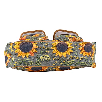 Passage Sunflower Print 65% Polyester and 35% Cotton Multi Pocket Travel Bag