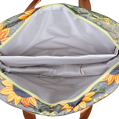 Passage Sunflower Print 65% Polyester and 35% Cotton Multi Pocket Travel Bag