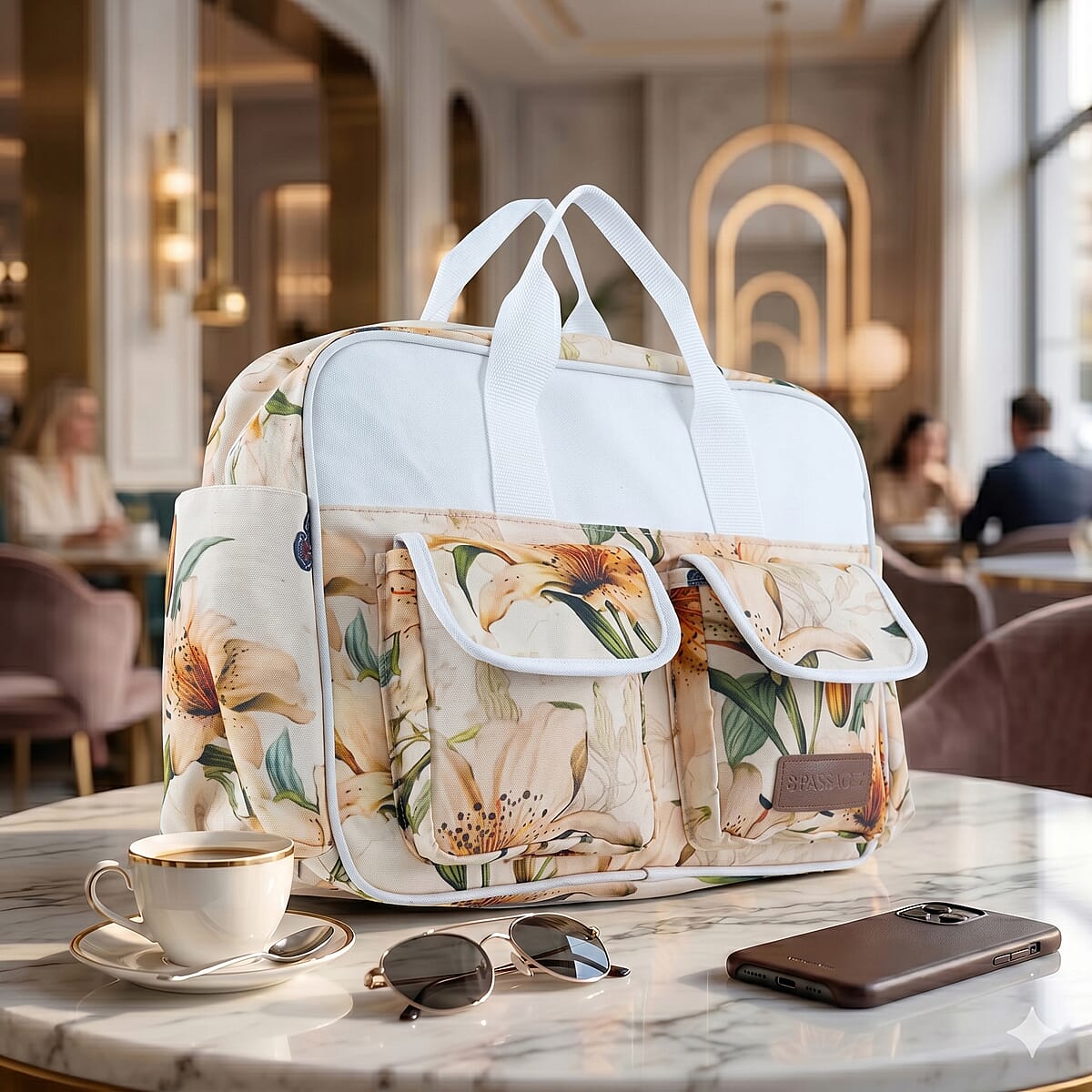 Passage Lily Print 65% Polyester and 35% Cotton Multi Pocket Travel Bag image number 1