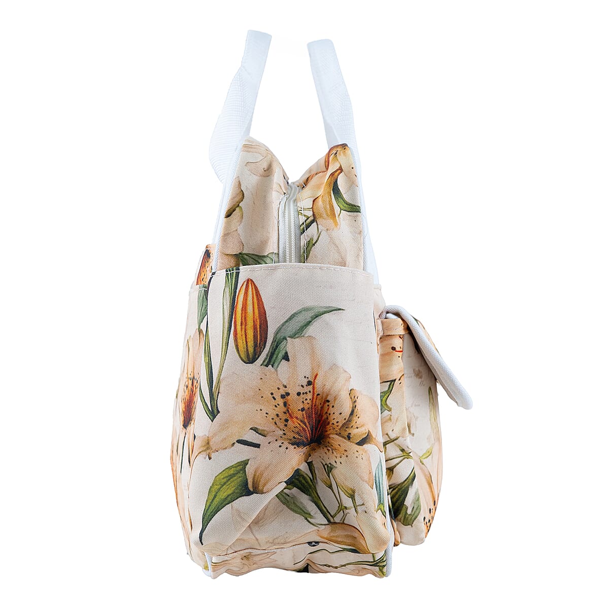 Passage Lily Print 65% Polyester and 35% Cotton Multi Pocket Travel Bag image number 4