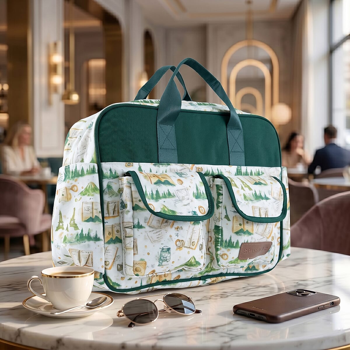 Passage Vintage Print 65% Polyester and 35% Cotton Multi Pocket Travel Bag image number 1