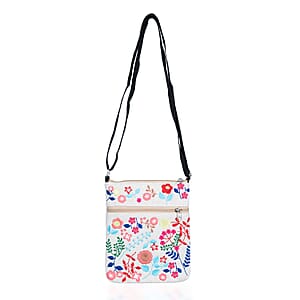 Cream Embroidery Floral Pattern Mini Shoulder Bag