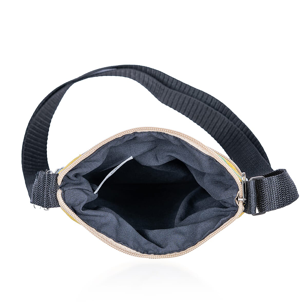 Yellow Embroidery Floral Pattern Mini Shoulder Bag image number 4