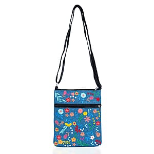 Dark Blue Embroidery Floral Pattern Mini Shoulder Bag