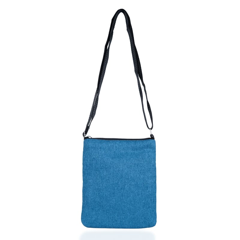 Dark Blue Embroidery Floral Pattern Mini Shoulder Bag