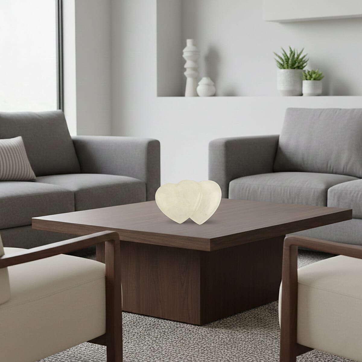 White Quartz Double Heart -Medium 1394 ctw image number 1