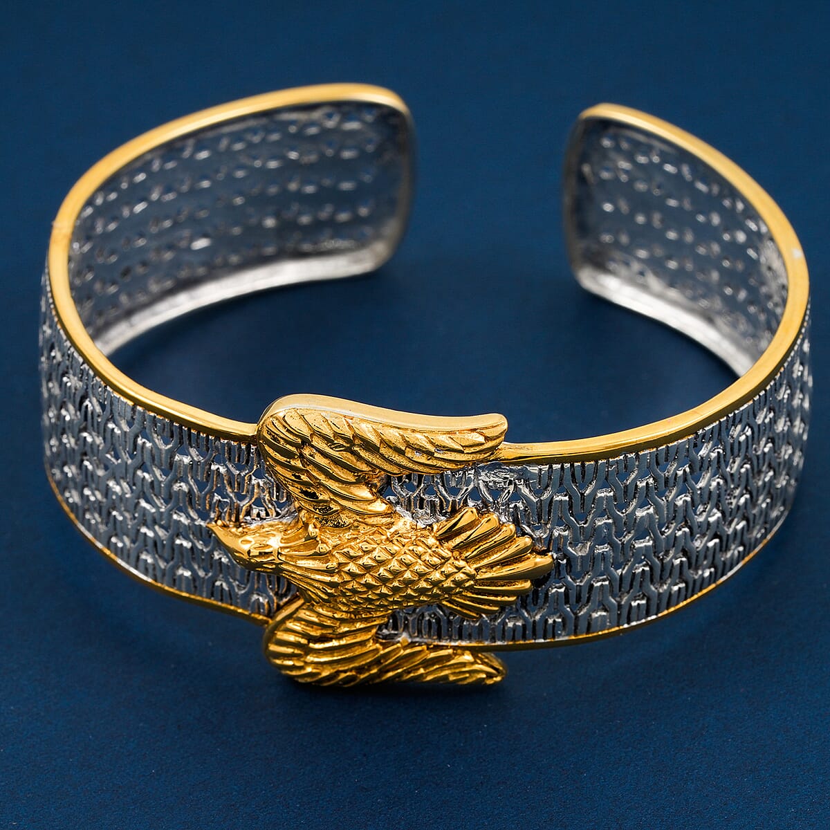 Doorbuster D'Joy Bali Legacy 22K Vermeil YG Over and Sterling Silver Tulang Naga Eagle Cuff Bracelet (7.25 In) 26 Grams image number 1