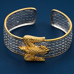 Doorbuster D'Joy Bali Legacy 22K Vermeil YG Over and Sterling Silver Tulang Naga Eagle Cuff Bracelet (7.25 In) 26 Grams