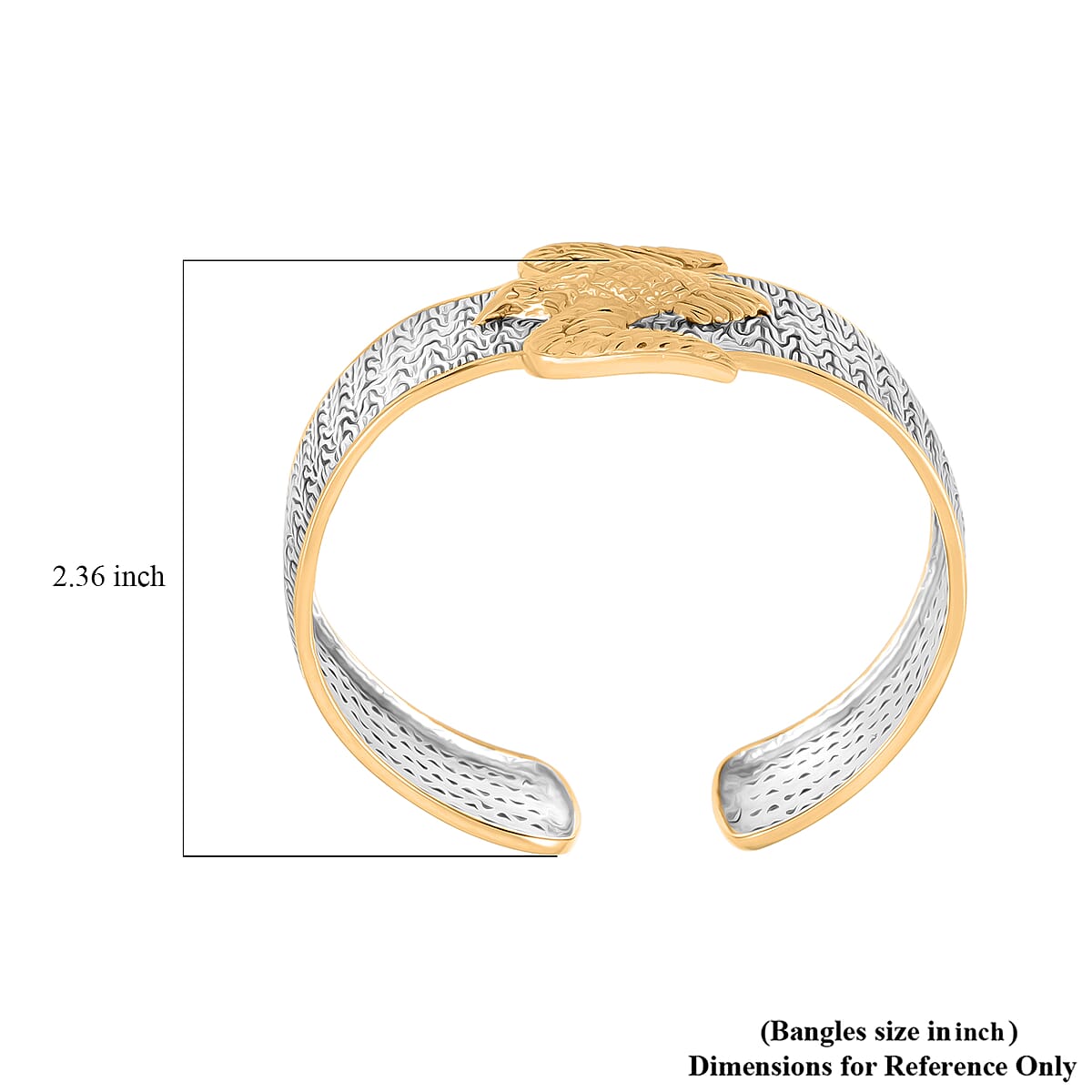 Doorbuster D'Joy Bali Legacy 22K Vermeil YG Over and Sterling Silver Tulang Naga Eagle Cuff Bracelet (7.25 In) 26 Grams image number 3