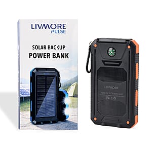 Livmore Orange 5000mAh Solar Power Bank with Flashlight