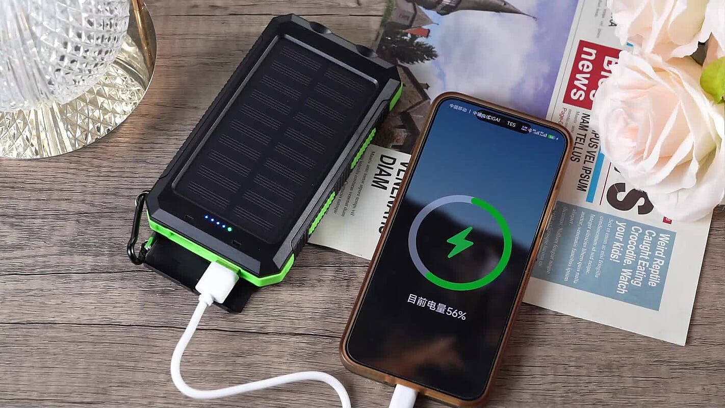 Livmore Orange 5000mAh Solar Power Bank with Flashlight
