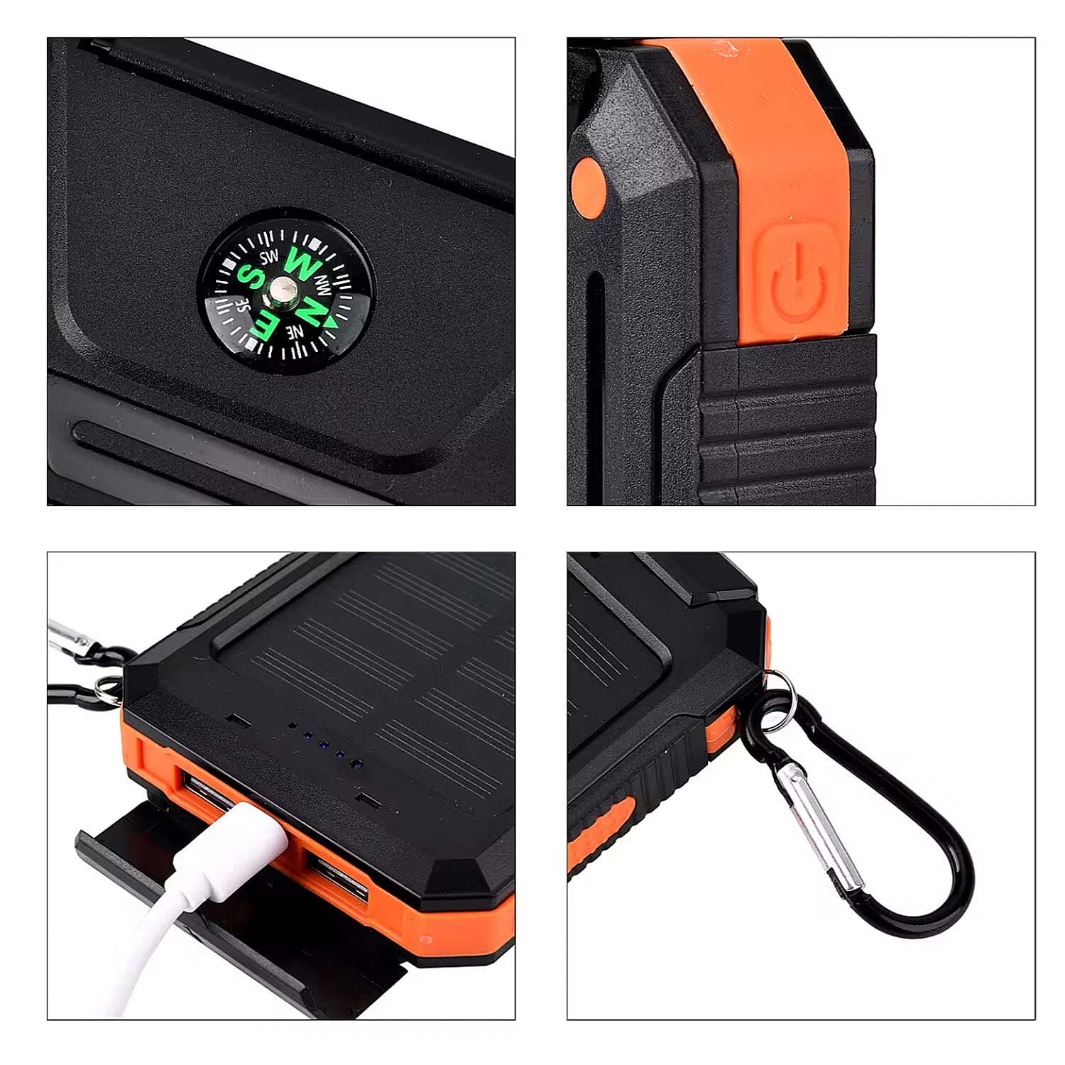 Livmore Orange 5000mAh Solar Power Bank with Flashlight