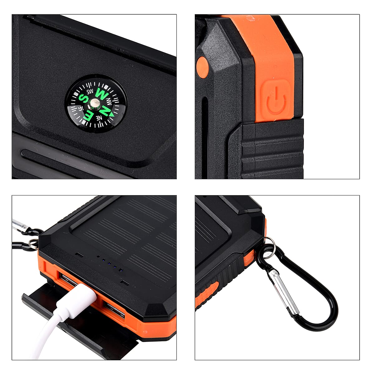 Livmore Orange 5000mAh Solar Power Bank with Flashlight image number 7