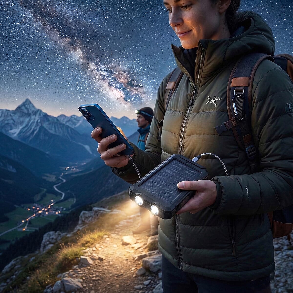  Livmore Black 5000mAh Solar Power Bank with Flashlight image number 2