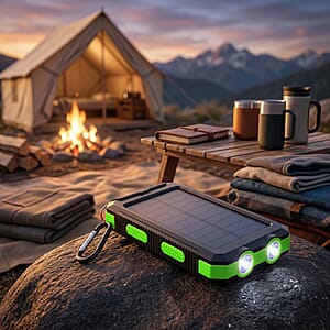 Livmore Green 5000mAh Solar Power Bank with Flashlight
